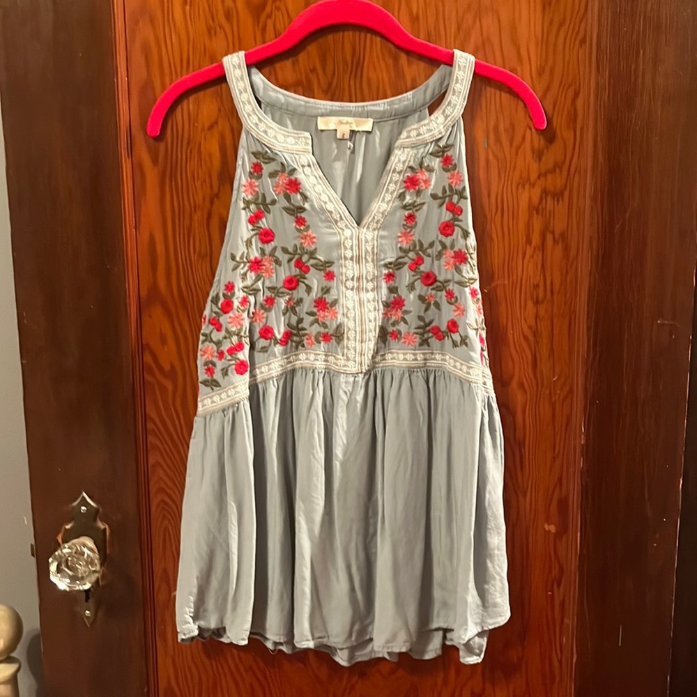 Embroidered high neck tank